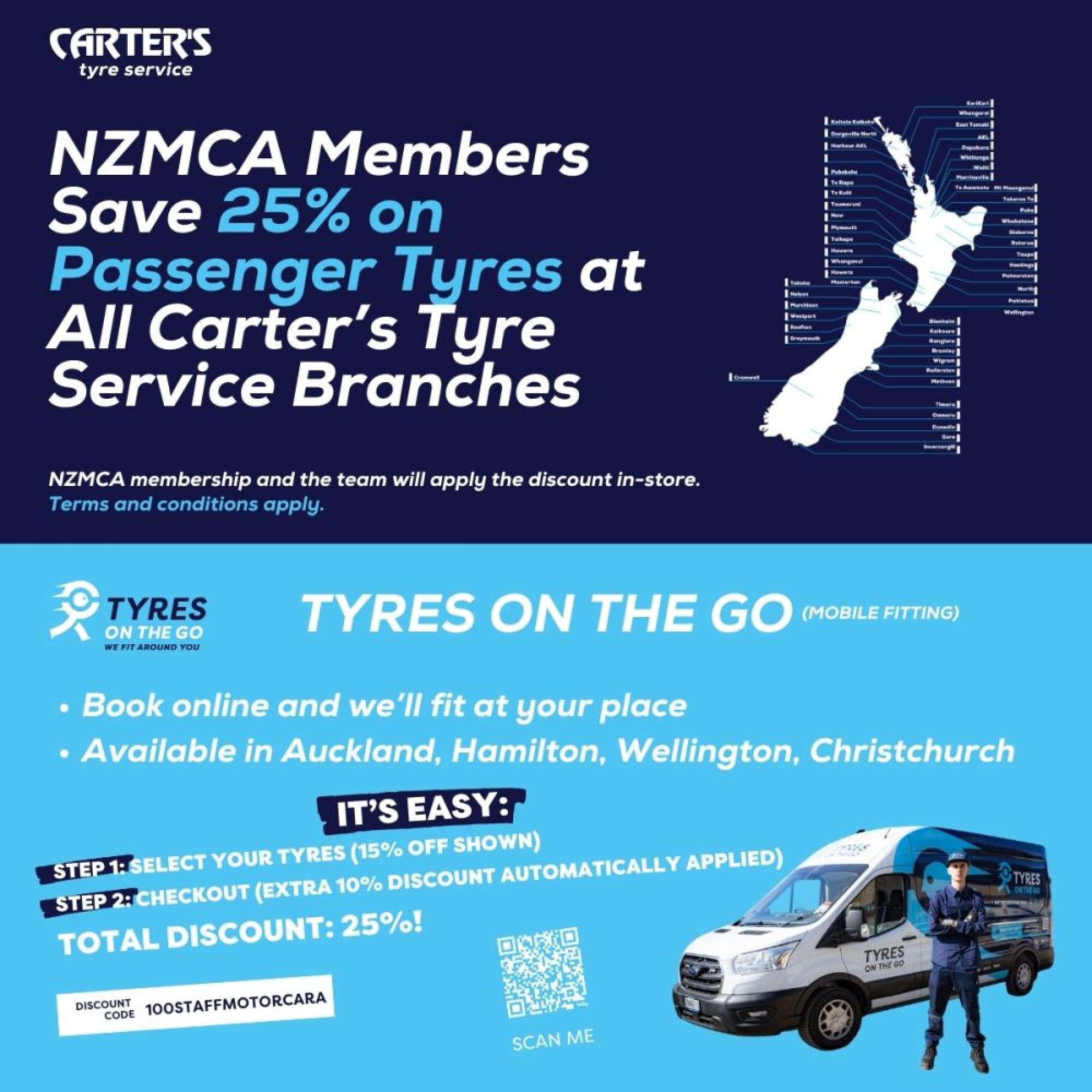 NZMCA Members Save 25% on Passenger Tyres