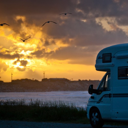 Sunset over the breakwaters
