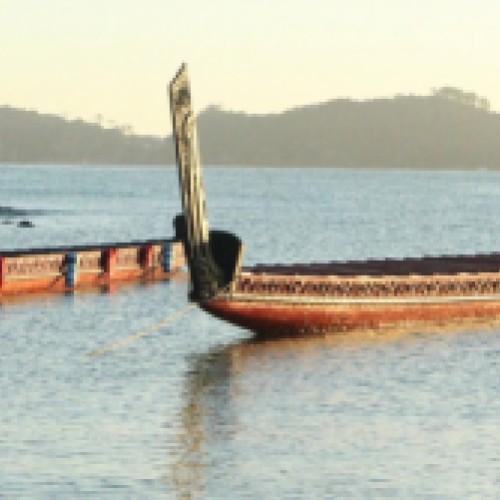 'Waka at Waitangi in the early morning'