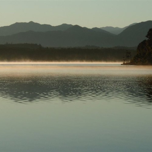 'Lake Mahināpua at dusk'