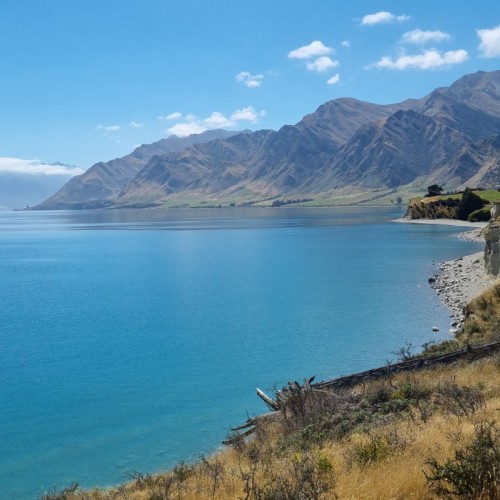 Track meanders around the lakeside.