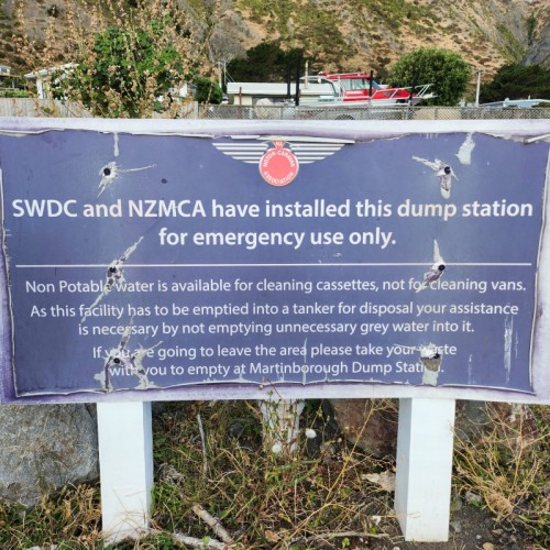 Dump station info (left out non-potable water so you can read the sign)