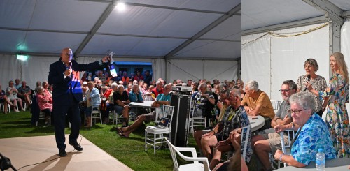 It's In The Bag host Arthur Keane assisted by Clare Bower